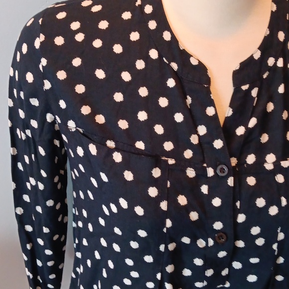 Anthropologie Maeve Brunia popover Henley polka dot blouse - Picture 3 of 6
